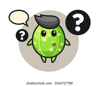 Cartoon illustration of cactus with the question mark, cute style design for t shirt, sticker, logo element