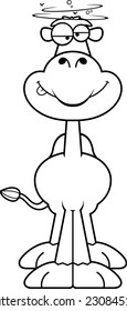 A cartoon illustration of a camel looking drunk.