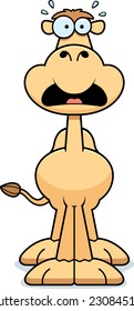 A cartoon illustration of a camel looking scared.