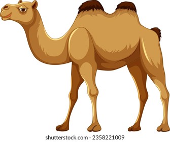A cartoon illustration of a camel walking, isolated on a white background