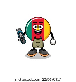 Cartoon Illustration of cameroon flag as a barber man , character design
