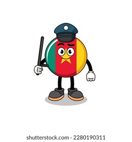 Cartoon Illustration of cameroon flag police , character design