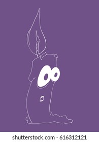 A cartoon illustration of a candle looking scared.