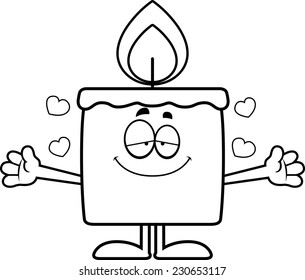 A cartoon illustration of a candle ready to give a hug.