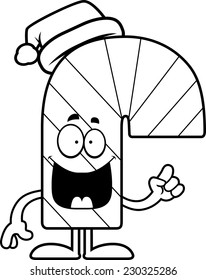 A cartoon illustration of a candy cane with an idea.