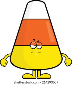 Cartoon Illustration Of Candy Corn With A Grumpy Expression. 