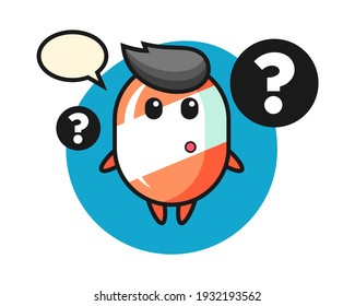 Cartoon illustration of candy with the question mark