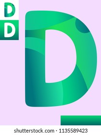 Cartoon Illustration of Capital Letter D Modern Alphabet Design