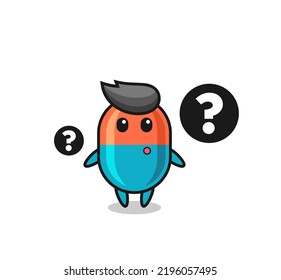 Cartoon Illustration of capsule with the question mark , cute style design for t shirt, sticker, logo element