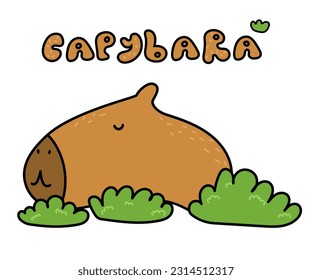 Cartoon illustration of capybara. Children's illustration

