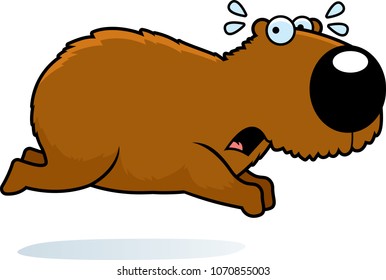 A cartoon illustration of a capybara running away.