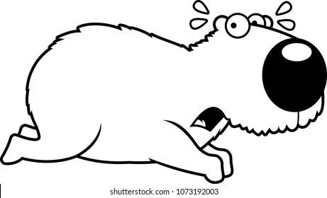 A cartoon illustration of a capybara running away.