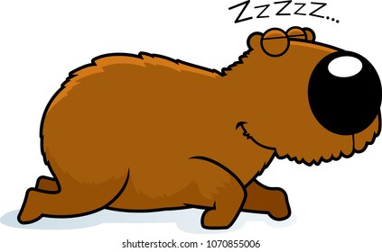 A cartoon illustration of a capybara sleeping.