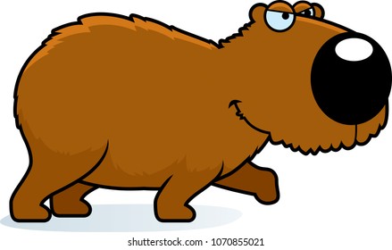 A cartoon illustration of a capybara stalking.
