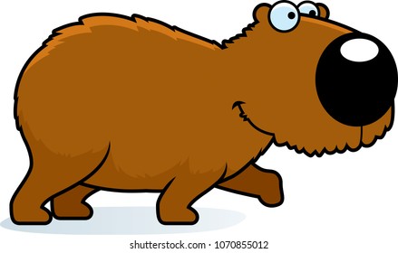 A cartoon illustration of a capybara walking.