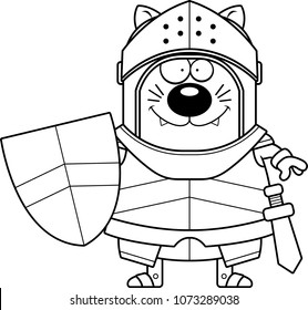 A cartoon illustration of a cat knight smiling.