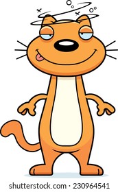 A cartoon illustration of a cat looking drunk.