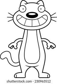 A cartoon illustration of a cat looking happy.