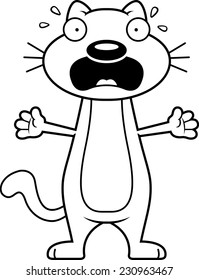 A cartoon illustration of a cat looking scared.