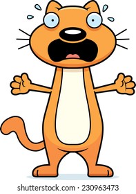 A cartoon illustration of a cat looking scared.