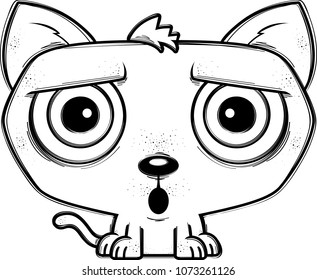 A cartoon illustration of a cat looking surprised.