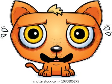A cartoon illustration of a cat looking terrified.