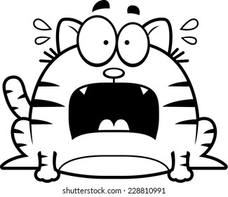 A cartoon illustration of a cat looking terrified.