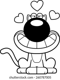 A cartoon illustration of a cat with an in love expression.