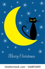 cartoon illustration of cat on the moon