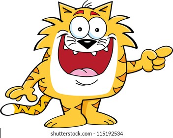 Cartoon illustration of a cat pointing