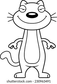 A cartoon illustration of a cat with a sly expression.