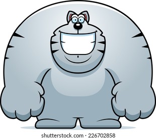 A cartoon illustration of a cat smiling.