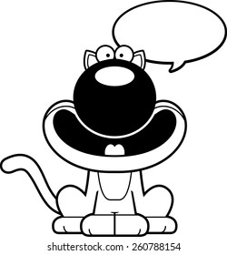 A cartoon illustration of a cat talking.