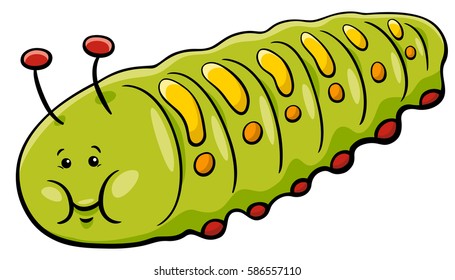 Cartoon Illustration of Caterpillar Insect Animal Character