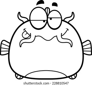 A cartoon illustration of a catfish looking drunk.