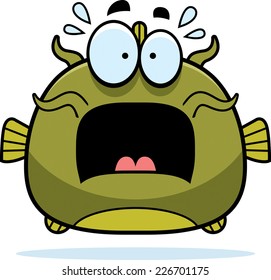 A cartoon illustration of a catfish looking scared.