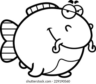 A cartoon illustration of a catfish with a sly expression.