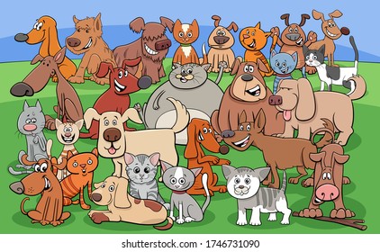 Cartoon Illustration Dogs Cats Animal Characters Stock Vector (Royalty ...