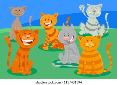 Cartoon Illustration of Cats or Kittens Animal Characters Group