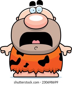 A cartoon illustration of a caveman looking scared.
