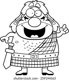 A cartoon illustration of a Celtic warrior with an idea.