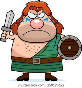 A Cartoon Illustration Of A Celtic Warrior Looking Angry.