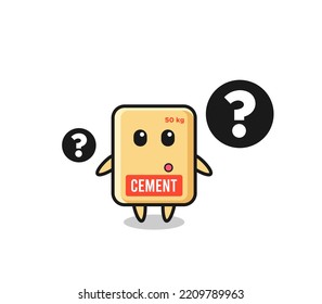 Cartoon Illustration von Zementsack mit Fragezeichen , niedliches Design