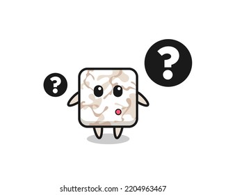 Cartoon Illustration of ceramic tile with the question mark , cute design