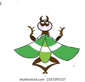 Cartoon illustration character design of cute winged animal in green and white color