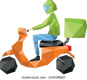 cartoon illustration character flat style of motorcycle rider, transportation, courier, food delivery services for banner, poster advertising or promotion design. 