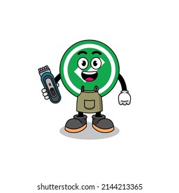 Cartoon Illustration of check mark as a barber man , character design