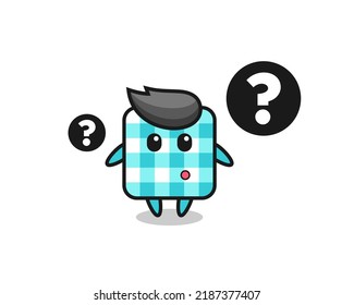 Cartoon Illustration of checkered tablecloth with the question mark , cute style design for t shirt, sticker, logo element