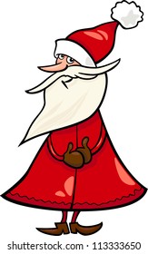 Cartoon Illustration of Cheerful Christmas Santa Claus or Papa Noel