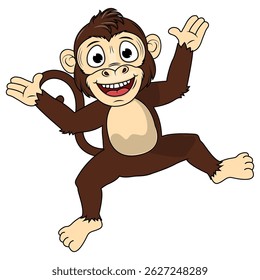 Cartoon Illustration of a Cheerful Monkey